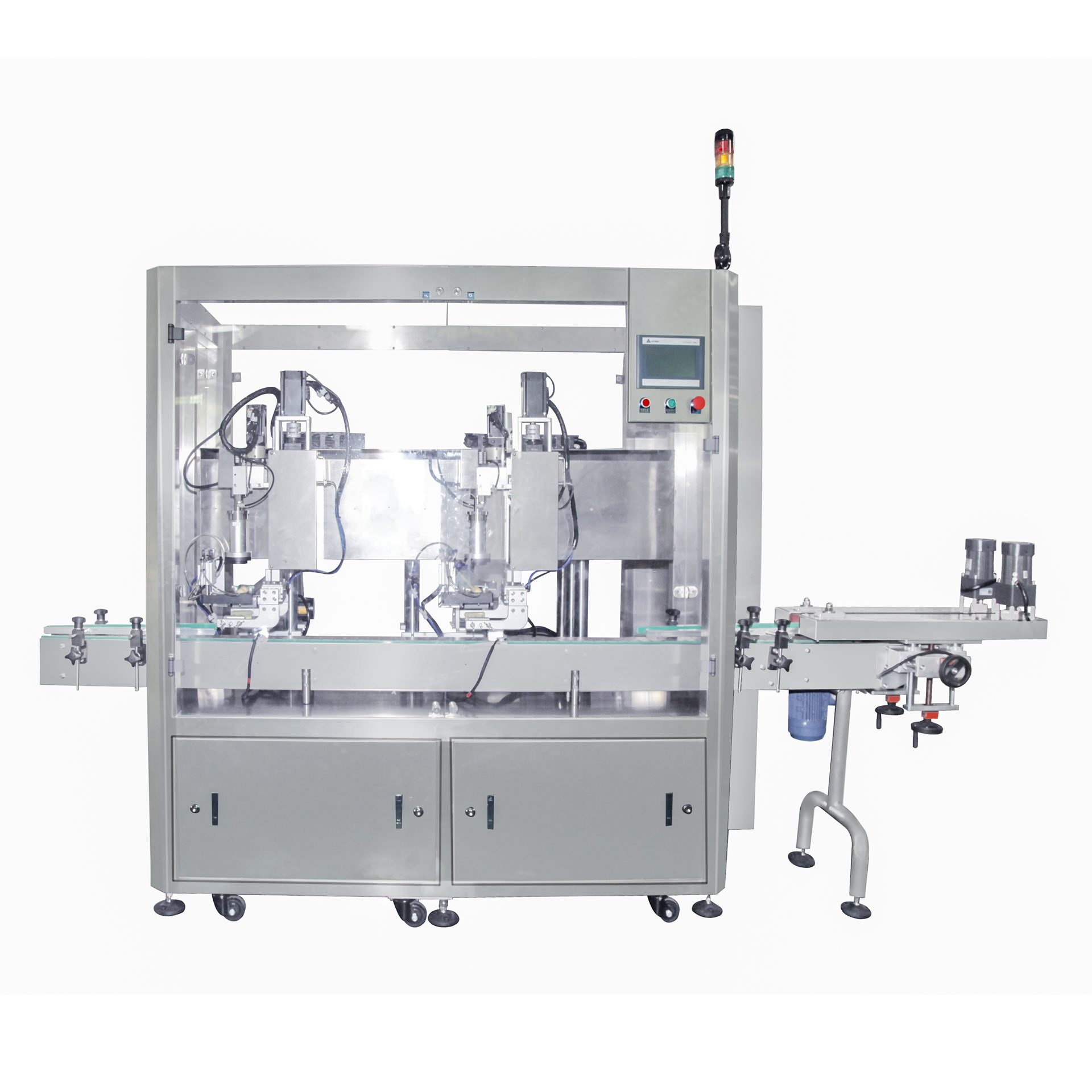 Double-Head Tracking Press Capping Machine: Front view