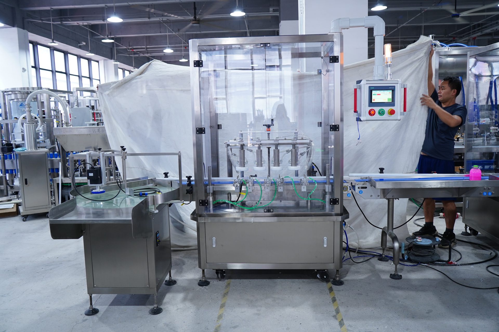 Air Rinsing, Ceramic Pump Filling & Capping Line