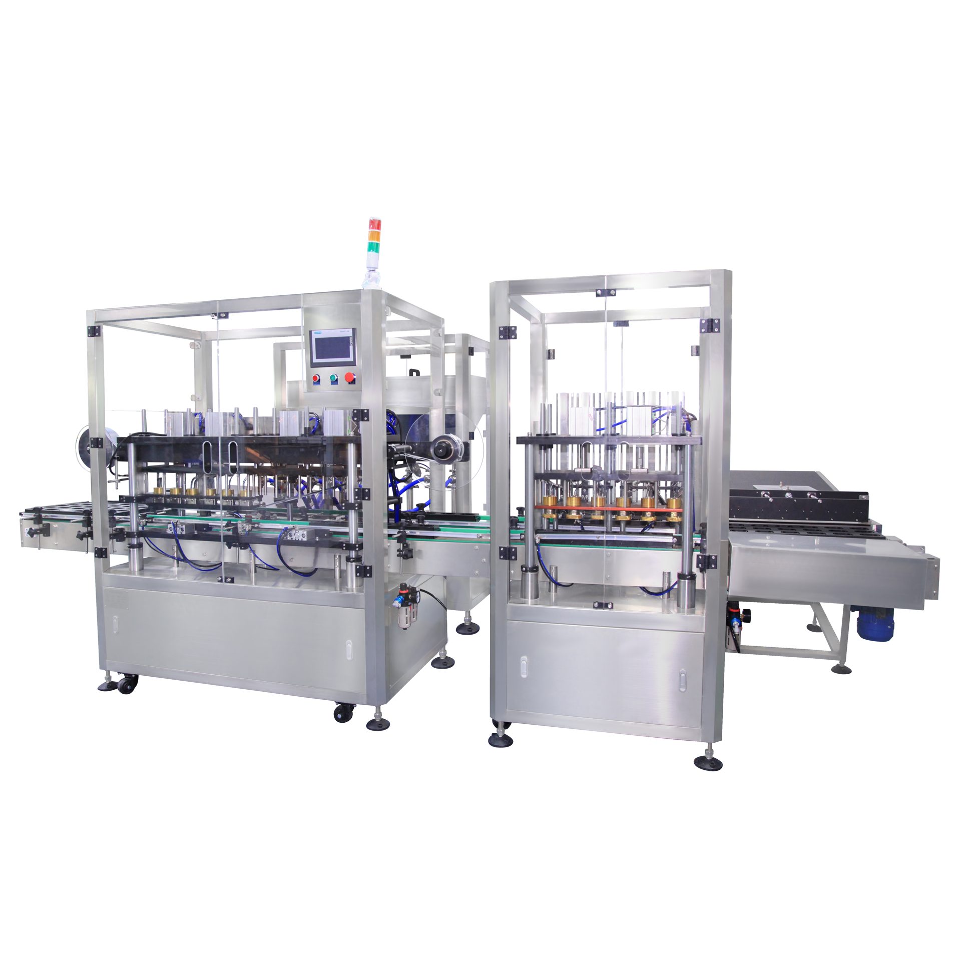 Cup filling and film-sealing line