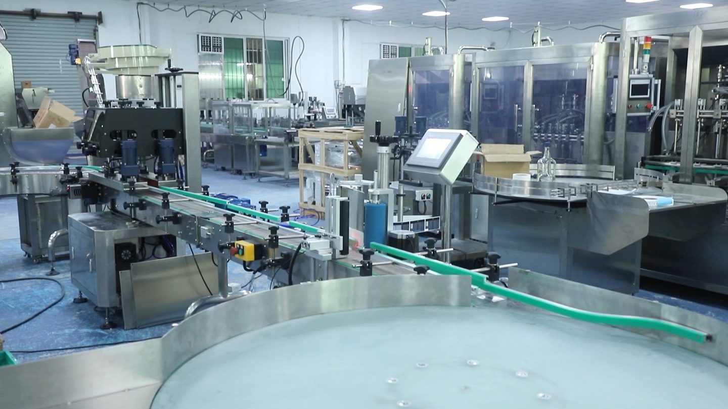 Skincare filling, capping and labeling line